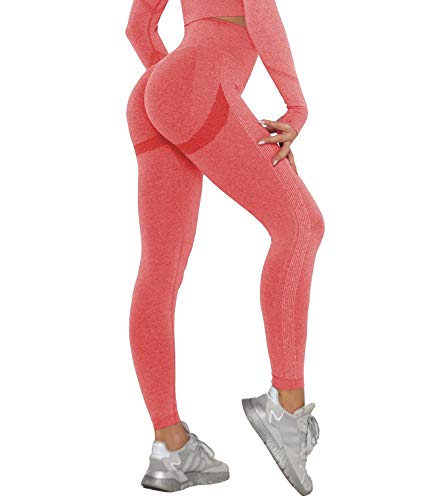 DUROFIT Scrunch Butt Leggings Damen High Waist Sport Leggings Po Push Up Leggings Booty Lift Leggins Gym Leggings Yoga Pants Ruched Sporthose Rot M von DUROFIT