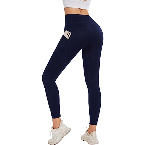 DUROFIT Sport Leggings Damen Leggins mit Handytasche fur Sommer High Waist Leggins 7/8 Yogahose Blickdicht Trainingshose Laufhose Gym Sporthose Marineblau XL von DUROFIT