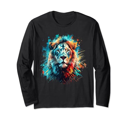 Löwe Tier Druck Kunst Tierliebhaber Bunt Löwe Langarmshirt Löwe Tier Druck Kunst Tierliebhaber Bunt Löwe Langarmshirt von DUSE82SHIRT ANIMAL