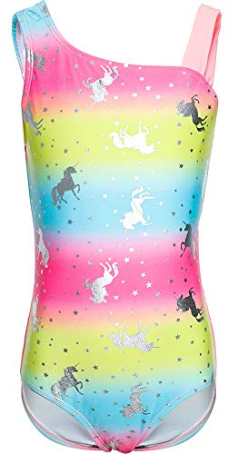 DUSISHIDAN Badeanzug Mädchen Einteiler Bademode, Swimsuit Mädchen Farbverlauf Gefärbt Einhorn 144-176 XL(14) von DUSISHIDAN