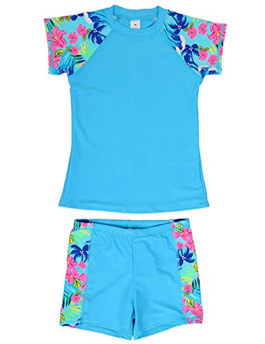 DUSISHIDAN Jungen Mädchen Schwimmbekleidung UV Schutz badeshirt Kinder Bademode Bade-Set Blau L von DUSISHIDAN