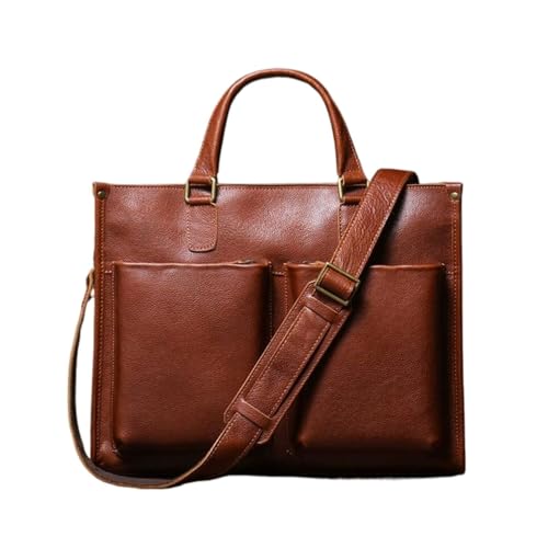 DUSTMAN Business-Handtaschen Aktentaschen Herren Messenger Schultertaschen Echtes Leder Laptoptaschen Tragetaschen(Yellow) von DUSTMAN