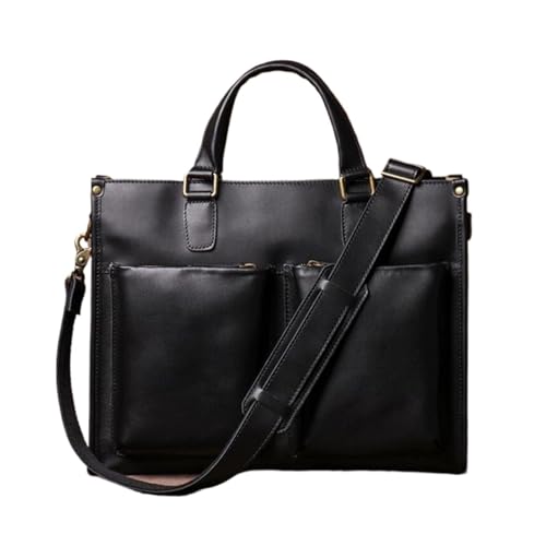 DUSTMAN Business-Handtaschen Aktentaschen Herren Messenger Schultertaschen Echtleder Tragetaschen Laptoptaschen(Black) von DUSTMAN