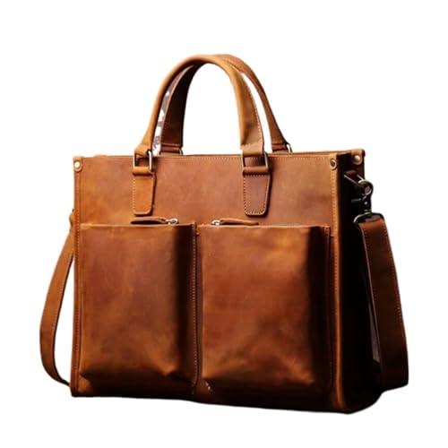 DUSTMAN Business-Handtaschen Aktentaschen Herren Messenger Schultertaschen Echtleder Tragetaschen Laptoptaschen(Yellow) von DUSTMAN