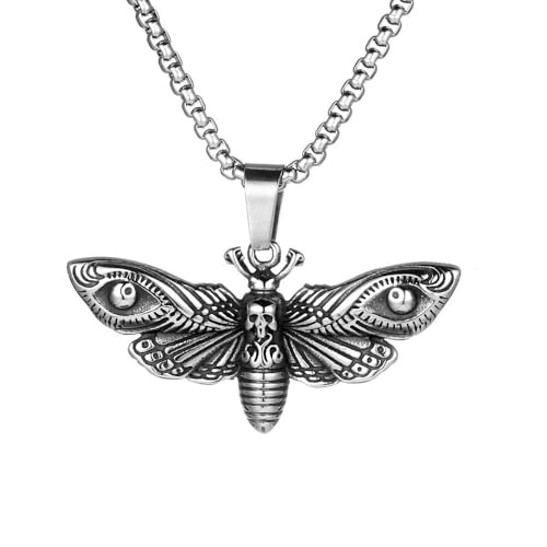 DUTACK Gothic Skull Moth Choker Halskette - Edelstahl Hexenschmuck mit Doppelflügel-Anhänger, mystisches Goth-Accessoire mit Geschenkbox DUTACK Gothic Skull Moth Choker Halskette - Edelstahl Hexenschmuck mit Doppelflügel-Anhänger, mystisches Goth-Accessoire mit Geschenkbox von DUTACK