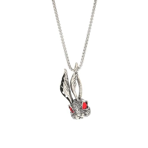 DUTACK Männer Frauen Hase Nette Silber Farbe Kaninchen Anhänger Halskette Gothic Punk Lange Kette Hip Hop Schmuck Kristall Edelsteine Stein Halskette von DUTACK