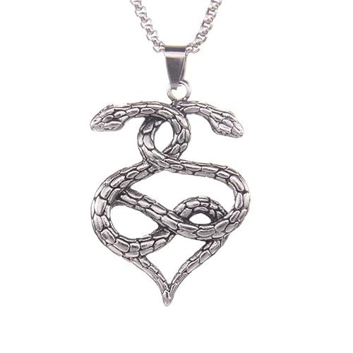 Retro Auryn Double Ouroboros Schlangenanhänger Halskette Kette Statement Halsketten für Frauen Punk Party Modeschmuck Geschenk, Zink von DUTACK