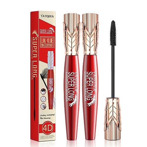 Yanqina Mascara, Yanqina 4D Mascara, Yanqina Super Long Mascara, Schnell Trocknende, Langlebige, Nicht Verklumpende, Wasserfeste Und Schweißfeste Mascara (2Pcs) von DUTUX