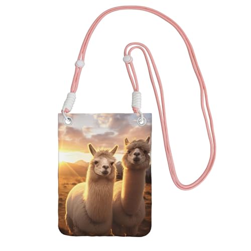 DUWAA Alpaca Llama2 kleine Umhängetasche für Damen, trendig, Handy-Geldbörse mit verstellbarem Riemen, für Wandern, Reisen, Pink, Einheitsgröße von DUWAA