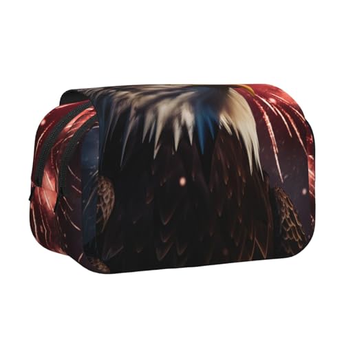 DUWAA Federmäppchen mit Adler-Feuerwerk-Aufdruck, mit Reißverschluss, transparent, Make-up-Tasche, Kosmetiktasche, Mehrzweck-Tasche von DUWAA