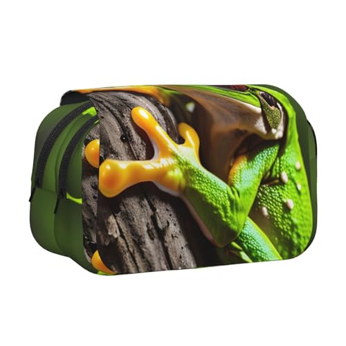 DUWAA Federmäppchen mit Froschmotiv, mit Reißverschluss, transparent, Make-up-Tasche, Kosmetiktasche, Mehrzwecktasche von DUWAA