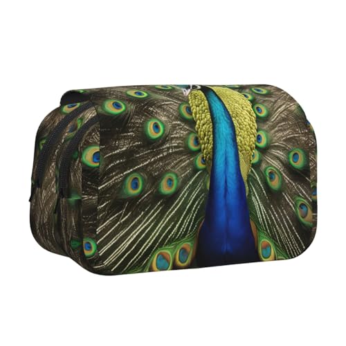 DUWAA Federmäppchen mit Pfauenfeder-Aufdruck, mit Reißverschluss, transparent, Make-up-Tasche, Kosmetiktasche, Mehrzwecktasche von DUWAA