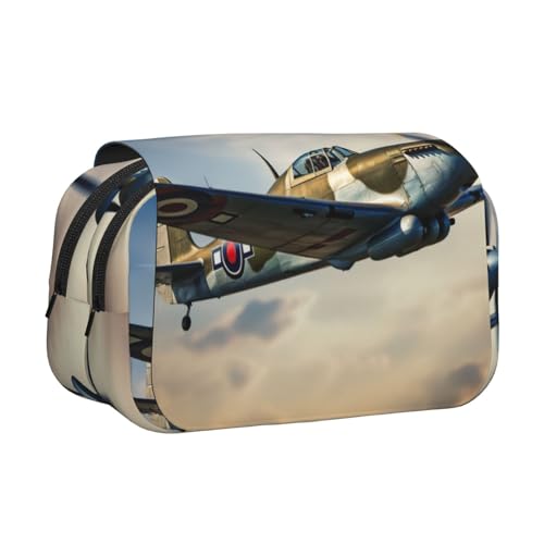 DUWAA Federmäppchen mit Reißverschluss, Motiv: Flugzeug, Weltkrieg, transparent, Make-up-Tasche, Kosmetiktasche, Mehrzwecktasche von DUWAA