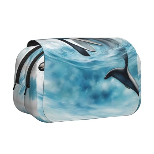 DUWAA Federmäppchen mit Reißverschluss, Motiv: Ozean, Delfin, mit Reißverschluss, transparent, Make-up-Tasche, Kosmetiktasche, Mehrzwecktasche von DUWAA