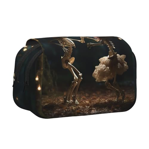 DUWAA Federmäppchen mit Skelett-Motiv, mit Reißverschluss, transparent, Make-up-Tasche, Kosmetiktasche, Mehrzwecktasche von DUWAA