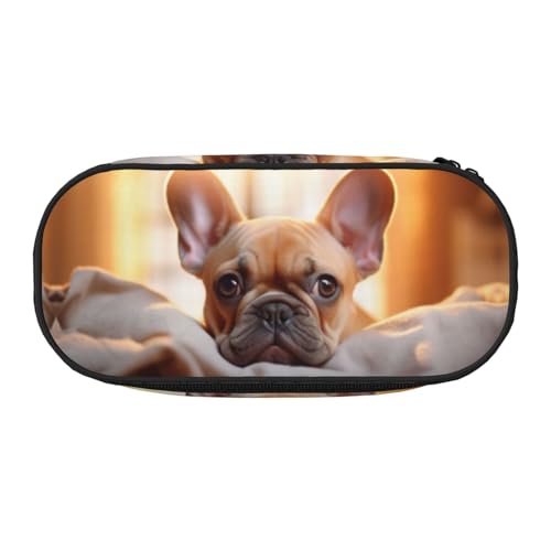 DUWAA Federmäppchen mit Tiermotiv, Motiv: französische Bulldogge 2, funktionale Schreibwaren-Tasche, tragbares Federmäppchen, leichtes Federmäppchen von DUWAA