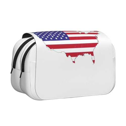DUWAA Federmäppchen mit USA-Flagge, Reißverschluss, transparent, Make-up-Tasche, Kosmetiktasche, Mehrzwecktasche von DUWAA