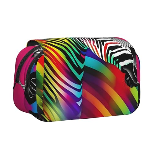 DUWAA Federmäppchen mit buntem Regenbogen-Zebramuster, mit Reißverschluss, transparent, Make-up-Tasche, Kosmetiktasche, Mehrzweck-Tasche für Schreibwaren DUWAA Federmäppchen mit buntem Regenbogen-Zebramuster, mit Reißverschluss, transparent, Make-up-Tasche, Kosmetiktasche, Mehrzweck-Tasche für Schreibwaren von DUWAA