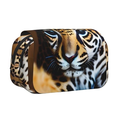 DUWAA Federmäppchen mit niedlichem Jaguar-Aufdruck und Reißverschluss, transparent, Make-up-Tasche, Kosmetiktasche, Mehrzwecktasche von DUWAA