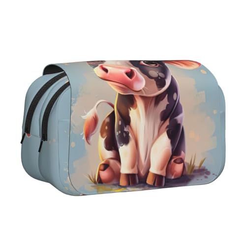 DUWAA Federmäppchen mit niedlichem Kuhdruck, mit Reißverschluss, transparent, Make-up-Tasche, Kosmetiktasche, Mehrzwecktasche von DUWAA