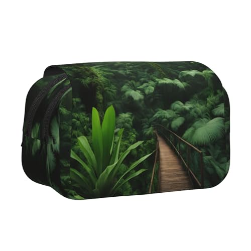 DUWAA Federmäppchen mit tropischem Regenwald-Druck, mit Reißverschluss, transparent, Make-up-Tasche, Kosmetiktasche, Mehrzwecktasche von DUWAA