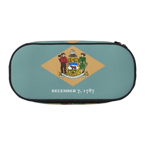 DUWAA Funktionale Schreibwaren-Tasche mit Flaggen-Motiv von Delaware, tragbares Federmäppchen, leichtes Federmäppchen von DUWAA
