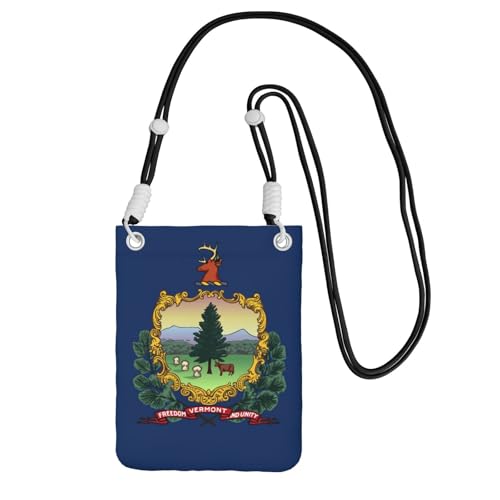 DUWAA Kleine Umhängetasche für Damen, Motiv: Vermont Staatsflagge, trendig, Handy-Geldbörse mit verstellbarem Riemen, für Wandern, Reisen, Schwarz, Einheitsgröße von DUWAA