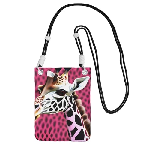 DUWAA Kleine Umhängetasche für Damen, mit Giraffen-Muster, trendig, Handy-Geldbörse mit verstellbarem Riemen, für Wandern, Reisen, Schwarz, Einheitsgröße von DUWAA