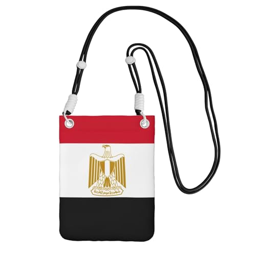 DUWAA Kleine Umhängetasche mit ägyptischer Flagge, trendig, Handy-Geldbörse mit verstellbarem Riemen, für Wandern, Reisen, Schwarz, Einheitsgröße von DUWAA