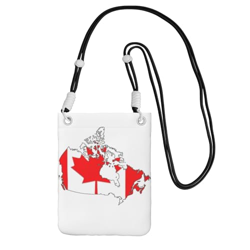 DUWAA Kleine Umhängetasche mit kanadischer Flagge, trendig, Handy-Geldbörse mit verstellbarem Riemen, für Wandern, Reisen, Schwarz, Einheitsgröße von DUWAA