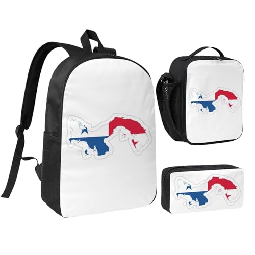 DUWAA Rucksack-Set mit Panama-Flagge, lässiger Schultertasche, Lunchtasche, Stifttasche, 3-in-1-Set, 43,2 cm, für Damen und Herren, Schwarz, Einheitsgröße DUWAA Rucksack-Set mit Panama-Flagge, lässiger Schultertasche, Lunchtasche, Stifttasche, 3-in-1-Set, 43,2 cm, für Damen und Herren, Schwarz, Einheitsgröße von DUWAA