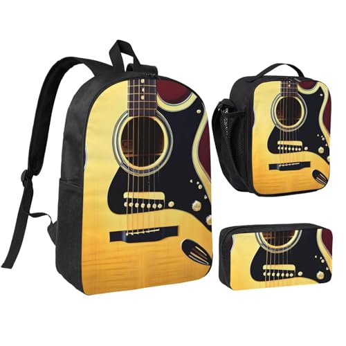 DUWAA Rucksack mit Notenaufdruck, lässige Schultertasche, Lunchtasche, Stifttasche, 3-in-1-Set, 43,2 cm, für Damen und Herren, Schwarz, Einheitsgröße DUWAA Rucksack mit Notenaufdruck, lässige Schultertasche, Lunchtasche, Stifttasche, 3-in-1-Set, 43,2 cm, für Damen und Herren, Schwarz, Einheitsgröße von DUWAA