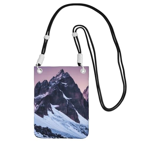 DUWAA Travel Mountain Print Crossbody Bag für Damen, Umhängetasche, Geldbörse, Reise-Sport, Mini-Handytasche, Handy-Geldbörse, Schwarz, Einheitsgröße von DUWAA