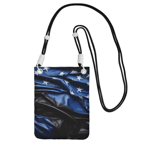DUWAA Umhängetasche für Damen, Motiv: amerikanische dünne blaue Flagge, Schultertasche, Geldbörse, Reise-Sport, Mini-Handytasche, Handy-Geldbörse, Schwarz, Einheitsgröße DUWAA Umhängetasche für Damen, Motiv: amerikanische dünne blaue Flagge, Schultertasche, Geldbörse, Reise-Sport, Mini-Handytasche, Handy-Geldbörse, Schwarz, Einheitsgröße von DUWAA