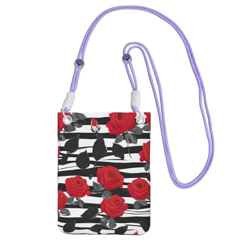 DUWAA Umhängetasche für Damen, Schultertasche, Geldbörse, Reise-Sport, Mini-Handytasche, Schwarz / Weiß gestreift, Violett, Einheitsgröße DUWAA Umhängetasche für Damen, Schultertasche, Geldbörse, Reise-Sport, Mini-Handytasche, Schwarz / Weiß gestreift, Violett, Einheitsgröße von DUWAA