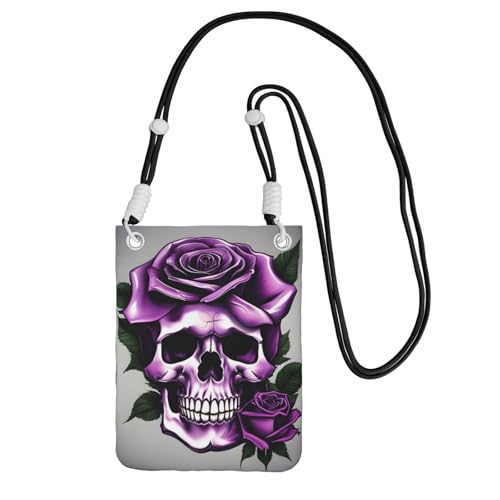 DUWAA Umhängetasche mit Totenkopf-Aufdruck, für Damen, Schultertasche, Geldbörse, Reise-Sport, Mini-Handytasche, Handygeldbörse, Violett, Schwarz, Einheitsgröße DUWAA Umhängetasche mit Totenkopf-Aufdruck, für Damen, Schultertasche, Geldbörse, Reise-Sport, Mini-Handytasche, Handygeldbörse, Violett, Schwarz, Einheitsgröße von DUWAA