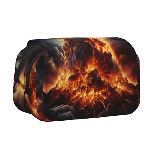 DUWAA Volcano Federmäppchen mit 3 Drucken, mit Reißverschluss, transparent, Make-up-Tasche, Kosmetiktasche, Mehrzwecktasche von DUWAA