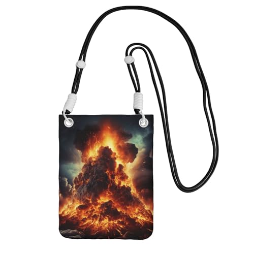 DUWAA Volcano Kleine Umhängetasche für Damen, trendig, Handy-Geldbörse mit verstellbarem Riemen, für Wandern, Reisen, Schwarz, Einheitsgröße von DUWAA