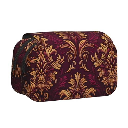 Federmäppchen mit Damast-Muster, mit Reißverschluss, transparent, Make-up-Tasche, Kosmetiktasche, Mehrzwecktasche von DUWAA