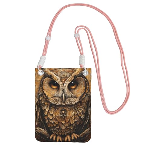 Kleine Umhängetasche mit Eulen-Motiv, trendig, Handy-Geldbörse mit verstellbarem Riemen, für Wandern, Reisen, Pink, Einheitsgröße von DUWAA