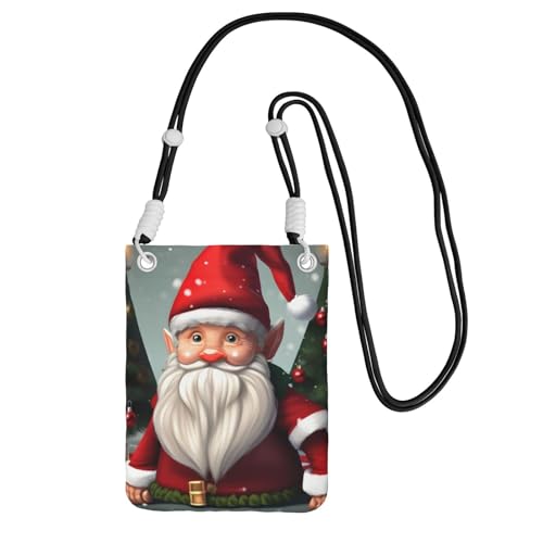 Kleine Umhängetasche mit weihnachtlichem Zwergen-Druck, für Damen, trendig, Handy-Geldbörse mit verstellbarem Riemen, für Wandern, Reisen, Schwarz, Einheitsgröße von DUWAA