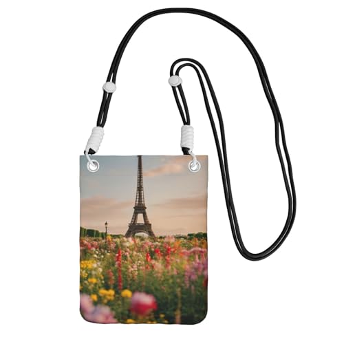 Schöne Umhängetasche mit Eiffelturm-Motiv, kleine Umhängetasche für Damen, trendig, Handy-Geldbörse mit verstellbarem Riemen, für Wandern, Reisen, Schwarz, Einheitsgröße von DUWAA