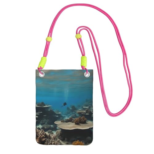 Underwater Ocean View Print Crossbody Bag für Damen, Umhängetasche, Geldbörse, Reise-Sport, Mini-Handytasche, Handy-Geldbörse, Fuchusia, Einheitsgröße von DUWAA
