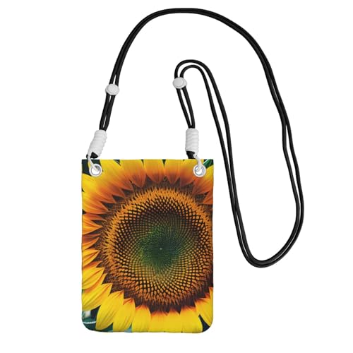 You Are My Sunshine Umhängetasche mit Sonnenblumen-Aufdruck für Damen, Umhängetasche, Geldbörse, Reise-Sport, Mini-Handytasche, Handy-Geldbörse, Schwarz, Einheitsgröße von DUWAA
