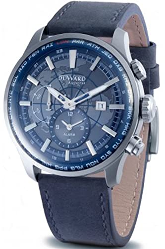 Duward aquastar World time Herren Uhr analog Automatik mit Leder Armband D85704.05 von Duward