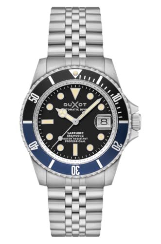 DUXOT DX-2057-22 Atlantica Diver Oil Black Herren Automatikuhr 5-Link Stahlband Saphir 20 ATM von DUXOT