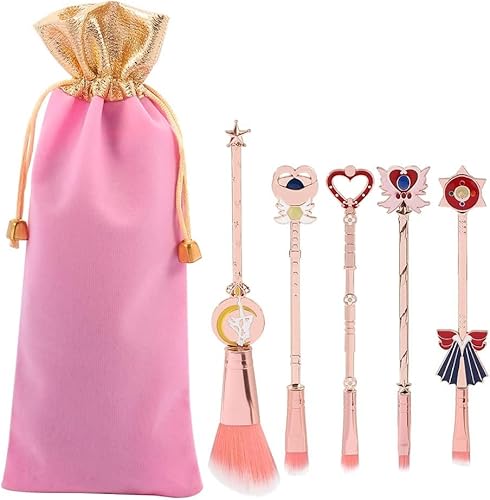 DUYAZHENLAODA 5 Stück Sailor Make-up Pinsel Set mit Beutel, Anime Kollektion für Foundation Blush Lidschatten Gesicht Concealer Eyeliner Kontur Puder Liquid Eye,Pinsels mit rosa Beutel DUYAZHENLAODA 5 Stück Sailor Make-up Pinsel Set mit Beutel, Anime Kollektion für Foundation Blush Lidschatten Gesicht Concealer Eyeliner Kontur Puder Liquid Eye,Pinsels mit rosa Beutel von DUYAZHENLAODA