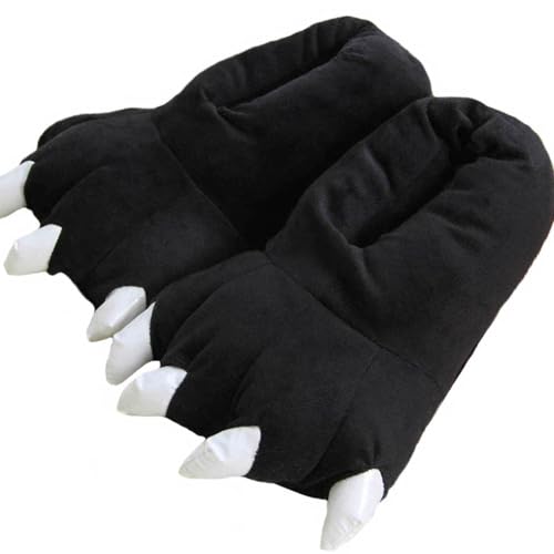 Unisex Lustige Tier Kostüm Pfote Klaue Schuhe Weiche Plüsch Home Hausschuhe, Schwarz, L: 7.5-9.5 US von DUYUNCHEN