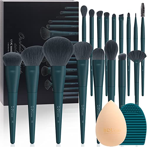 DUcare Make up Pinsel Set 17 Stück mit Pinsel Reinigungsmatte und Make up Schwamm Professionelles Premium Synthetic Makeup Pinselset für Gesicht Lidschatten Eyeliner Foundation Lippen Geschenkbox von DUcare