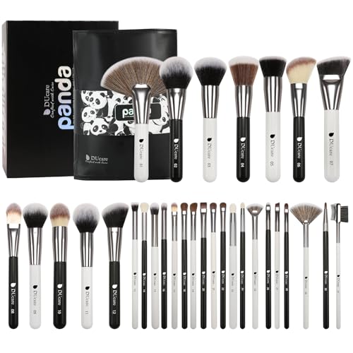 DUcare Professional Make up Pinsel 31 Stücke Panda Make up Pinsel Set Premium Synthetic Kabuki Foundation Pinsel schminkpinsel set Concealer Lidschatten geschenke für frauen - mit Lederetui von DUcare